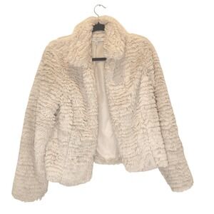 Artic Glam Fever Faux Fur Jacket Women's Small Ivory Beige